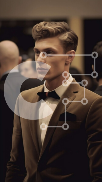 Intra Συλλεκτικό Ξύλινο Παζλ Plywood  4mm - Σοβαρός άνδρας με καφέ κοστούμι και μαύρο παπιγιόν που στέκεται σε ένα πλήθος Σε Ξύλινο Κουτί - Διαστάσεις Puzzle: 10x10 cm – 25 κομμάτια