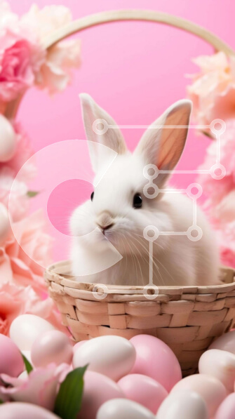 Intra Συλλεκτικό Ξύλινο Παζλ Plywood  4mm - Πασχαλινό λαγουδάκι σε καλάθι με ροζ και λευκά αυγά Σε Ξύλινο Κουτί - Διαστάσεις: 10x10 cm – 25 κομμάτια