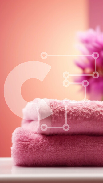 Intra Συλλεκτικό Ξύλινο Παζλ Plywood  4mm - Απαλή και λεπτή σκηνή μπάνιου με ροζ πετσέτα και λουλούδια Σε Ξύλινο Κουτί - Διαστάσεις Puzzle: 10x10 cm – 25 κομμάτια