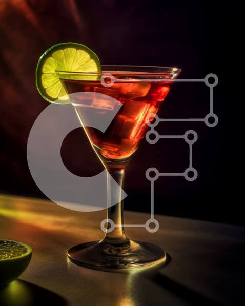 Σετ των 2 Intra Συλλεκτικό Ξύλινο Παζλ Plywood  4mm - Κόκκινο κοκτέιλ με φέτα λάιμ σε ποτήρι Martini σε σκούρο φόντο | Φωτογραφία Αρχείου Σε Ξύλινο Κουτί - Διαστάσεις: 10x10 cm – 25 κομμάτια