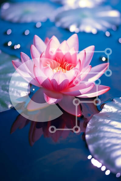 Σετ των 2 Intra Συλλεκτικό Ξύλινο Παζλ Plywood  4mm - Εκπληκτική εικόνα ενός ροζ λουλουδιού λωτού στο νερό με κρίνους στο φόντο Σε Ξύλινο Κουτί - Διαστάσεις: 10x10 cm – 25 κομμάτια