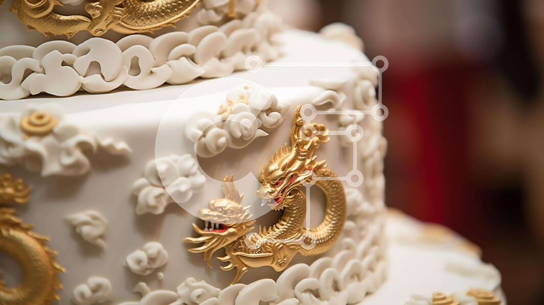 Σετ των 2 Intra Συλλεκτικό Ξύλινο Παζλ Plywood  4mm - Λευκή και χρυσή τούρτα Dragon Σε Ξύλινο Κουτί - Διαστάσεις: 10x10 cm – 25 κομμάτια