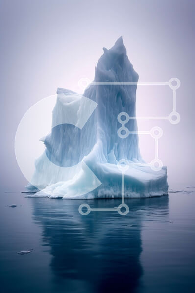 Σετ των 2 Intra Συλλεκτικό Ξύλινο Παζλ Plywood  4mm - Όμορφη εικόνα του μεγάλου παγόβουνου στον ωκεανό με καθαρό μπλε ουρανό Σε Ξύλινο Κουτί - Διαστάσεις: 10x10 cm – 25 κομμάτια