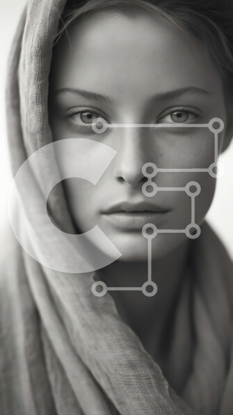 Intra Συλλεκτικό Ξύλινο Παζλ Plywood  4mm - Σοβαρό πορτρέτο μιας γυναίκας με μανδύα με κουκούλα Σε Ξύλινο Κουτί - Διαστάσεις Puzzle: 10x10 cm – 25 κομμάτια