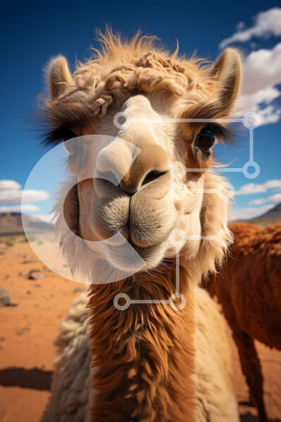 Σετ των 2 Intra Συλλεκτικό Ξύλινο Παζλ Plywood  4mm - Αξιολάτρευτο κοντινό πλάνο του προσώπου ενός περίεργου λάμα Σε Ξύλινο Κουτί - Διαστάσεις: 10x10 cm – 25 κομμάτια