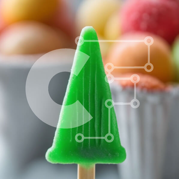 Σετ των 2 Intra Συλλεκτικό Ξύλινο Παζλ Plywood  4mm - Πράσινο Popsicle σε σχήμα ανάποδο χριστουγεννιάτικο δέντρο με πολύχρωμες καραμέλες Σε Ξύλινο Κουτί - Διαστάσεις: 10x10 cm – 25 κομμάτια