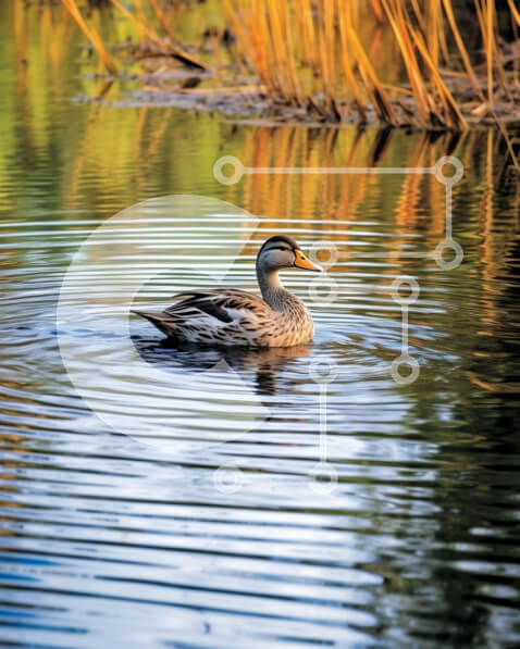 Intra Συλλεκτικό Ξύλινο Παζλ Plywood  4mm - Όμορφη εικόνα μιας πάπιας σε μια γαλήνια λίμνη Σε Ξύλινο Κουτί - Διαστάσεις: 10x10 cm – 25 κομμάτια
