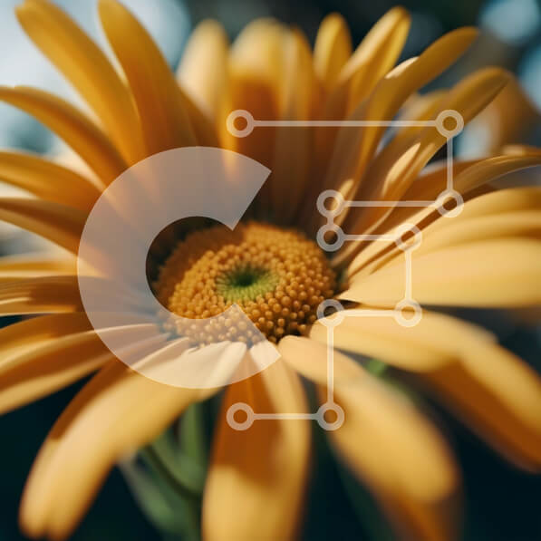 Intra Συλλεκτικό Ξύλινο Παζλ Plywood  4mm - Όμορφη κινηματογράφηση σε πρώτο πλάνο μιας κίτρινης μαργαρίτας με πράσινα φύλλα και καφέ κέντρο Σε Ξύλινο Κουτί - Διαστάσεις: 10x10 cm – 25 κομμάτια