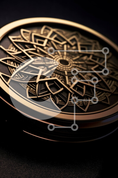 Intra Συλλεκτικό Ξύλινο Παζλ Plywood  4mm - Όμορφο χρυσό μετάλλιο με λουλουδάτα μοτίβα σε μαύρο φόντο Σε Ξύλινο Κουτί - Διαστάσεις: 10x10 cm – 25 κομμάτια