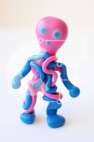 Intra Συλλεκτικό Ξύλινο Παζλ Plywood  4mm - Ροζ και μπλε φιγούρα παιχνιδιού χταποδιού Σε Ξύλινο Κουτί - Διαστάσεις: 10x10 cm – 25 κομμάτια