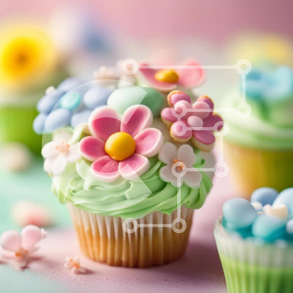 Σετ των 2 Intra Συλλεκτικό Ξύλινο Παζλ Plywood  4mm - Λαχταριστά cupcakes με πολύχρωμα διακοσμητικά και πασπάλισμα Σε Ξύλινο Κουτί - Διαστάσεις: 10x10 cm – 25 κομμάτια