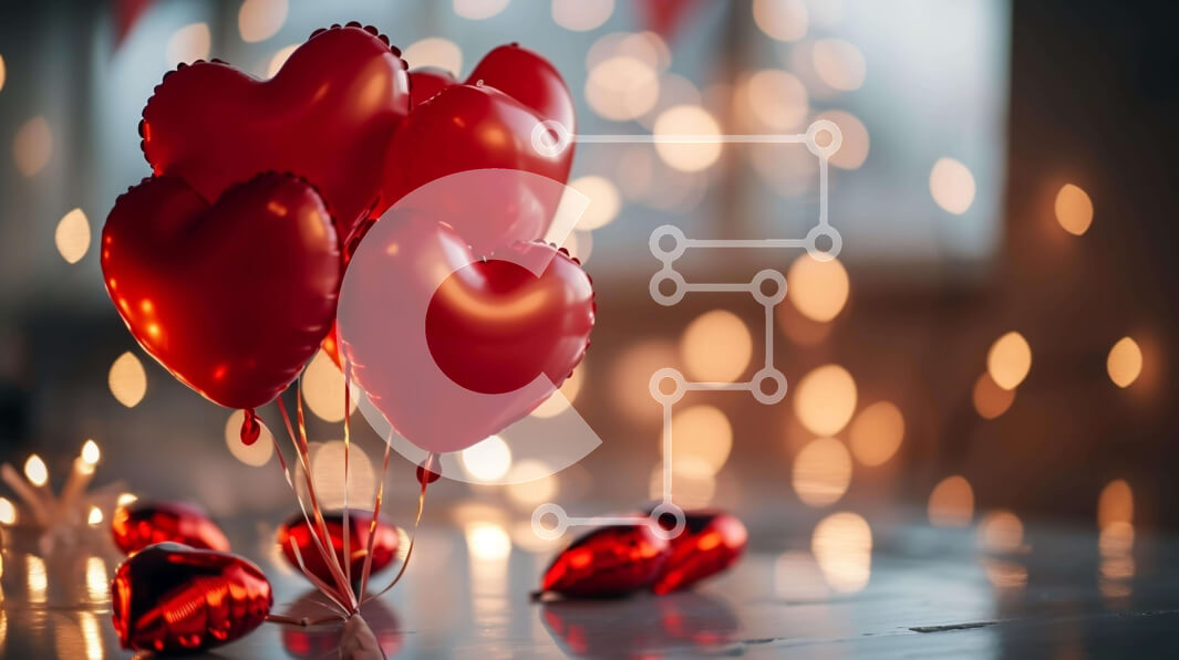 Intra Συλλεκτικό Ξύλινο Παζλ Plywood  4mm - Ρομαντικά διακοσμητικά για την ημέρα του Αγίου Βαλεντίνου με μπαλόνια σε σχήμα καρδιάς Σε Ξύλινο Κουτί - Διαστάσεις: 10x10 cm – 25 κομμάτια