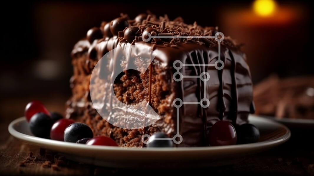 Σετ των 2 Intra Συλλεκτικό Ξύλινο Παζλ Plywood  4mm - Νόστιμο κέικ σοκολάτας με μούρα σε λευκό πιάτο Σε Ξύλινο Κουτί - Διαστάσεις: 10x10 cm – 25 κομμάτια