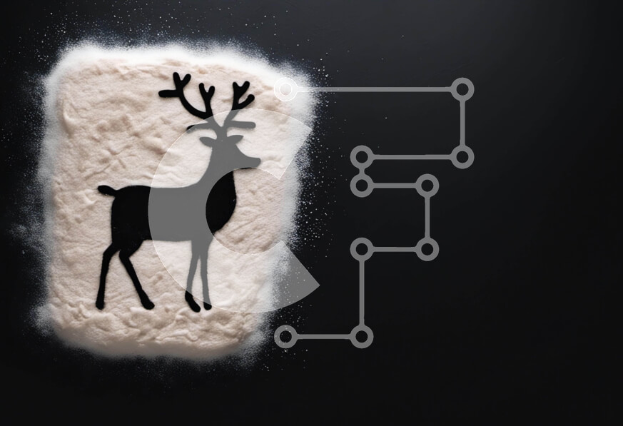 Intra Συλλεκτικό Ξύλινο Παζλ Plywood  4mm - Σιλουέτα ταράνδων σε ζάχαρη άχνη Σε Ξύλινο Κουτί - Διαστάσεις: 10x10 cm – 25 κομμάτια