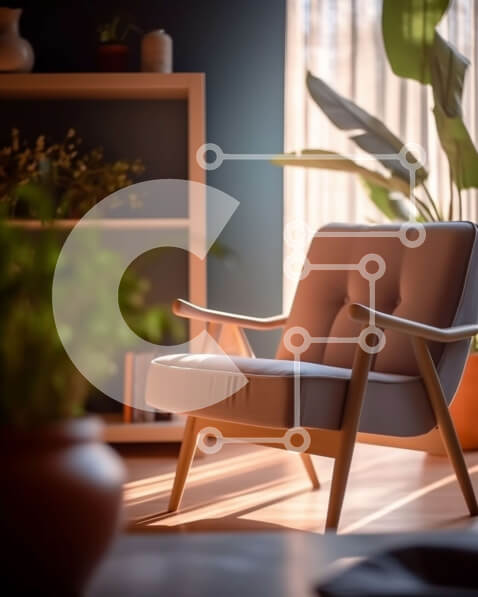 Intra Συλλεκτικό Ξύλινο Παζλ Plywood  4mm - Άνετο σαλόνι με φυτό σε γλάστρα Σε Ξύλινο Κουτί - Διαστάσεις Puzzle: 10x10 cm – 25 κομμάτια