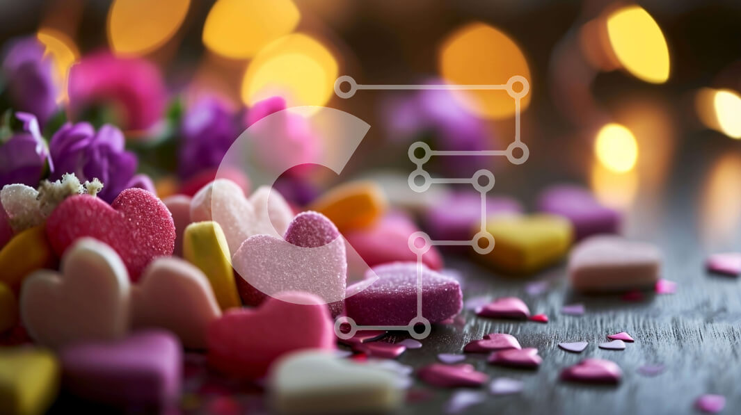 Intra Συλλεκτικό Ξύλινο Παζλ Plywood  4mm - Πολύχρωμες καραμέλες σε σχήμα καρδιάς για την ημέρα του Αγίου Βαλεντίνου Σε Ξύλινο Κουτί - Διαστάσεις: 10x10 cm – 25 κομμάτια