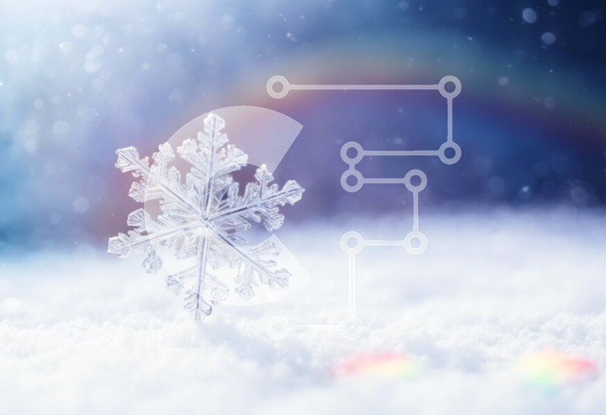 Intra Συλλεκτικό Ξύλινο Παζλ Plywood  4mm - Νιφάδα χιονιού σε αφηρημένο φόντο ουράνιου τόξου Σε Ξύλινο Κουτί - Διαστάσεις: 10x10 cm – 25 κομμάτια