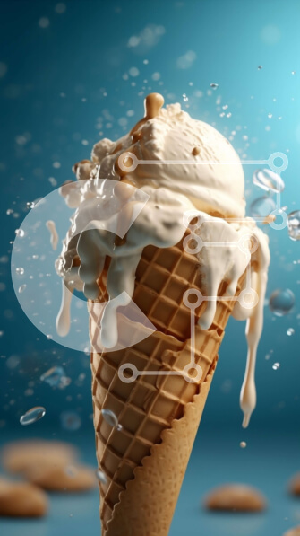 Intra Συλλεκτικό Ξύλινο Παζλ Plywood  4mm - Απολαυστική εικόνα παγωτού βανίλιας σε χωνάκι βάφλας με πασπάλισμα σοκολάτας Σε Ξύλινο Κουτί - Διαστάσεις: 10x10 cm – 25 κομμάτια