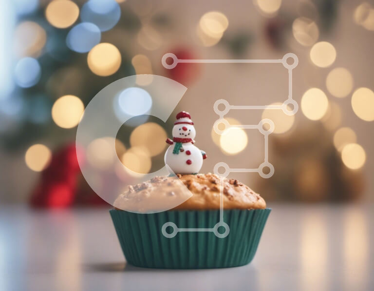 Intra Συλλεκτικό Ξύλινο Παζλ Plywood  4mm - Χιονάνθρωπος σε Cupcake με εορταστικές διακοσμήσεις Σε Ξύλινο Κουτί - Διαστάσεις: 10x10 cm – 25 κομμάτια