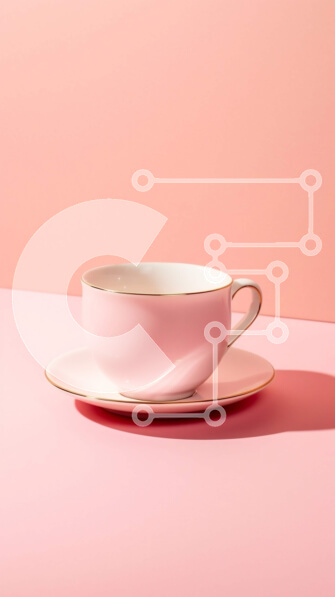 Intra Συλλεκτικό Ξύλινο Παζλ Plywood  4mm - Κομψό ροζ φλιτζάνι και πιατάκι με χρυσό χείλος σε ροζ φόντο Σε Ξύλινο Κουτί - Διαστάσεις: 10x10 cm – 25 κομμάτια