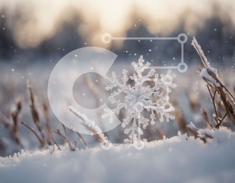 Intra Συλλεκτικό Ξύλινο Παζλ Plywood  4mm - Νιφάδα χιονιού σε ανοιχτό χωράφι με γρασίδι και δέντρα Σε Ξύλινο Κουτί - Διαστάσεις: 10x10 cm – 25 κομμάτια