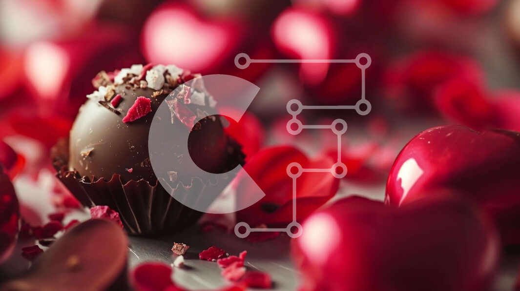 Intra Συλλεκτικό Ξύλινο Παζλ Plywood  4mm - Ημέρα του Αγίου Βαλεντίνου σοκολατένια μπάλα με κόκκινες καρδιές Σε Ξύλινο Κουτί - Διαστάσεις: 10x10 cm – 25 κομμάτια