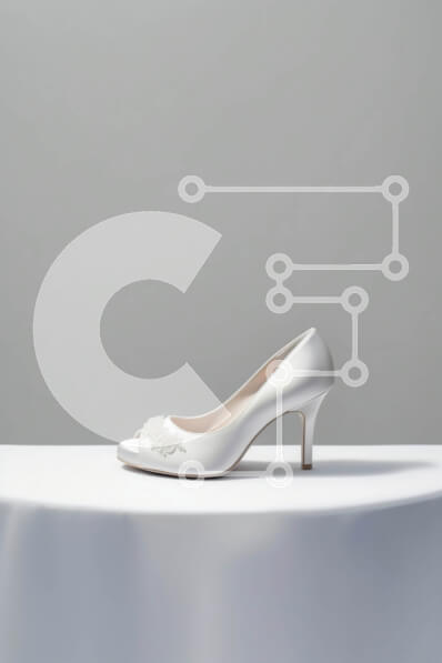 Intra Συλλεκτικό Ξύλινο Παζλ Plywood  4mm - Κομψή λευκή αντλία ψηλοτάκουνου με μυτερό δάχτυλο και λουράκι στον αστράγαλο Σε Ξύλινο Κουτί - Διαστάσεις Puzzle: 10x10 cm – 25 κομμάτια