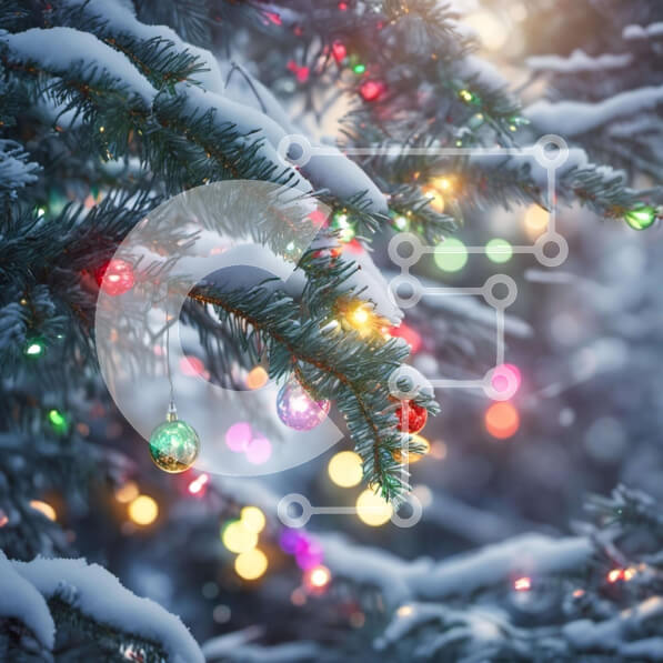 Intra Συλλεκτικό Ξύλινο Παζλ Plywood  4mm - Χιονισμένο κλαδί δέντρου με πολύχρωμα χριστουγεννιάτικα στολίδια Σε Ξύλινο Κουτί - Διαστάσεις: 10x10 cm – 25 κομμάτια