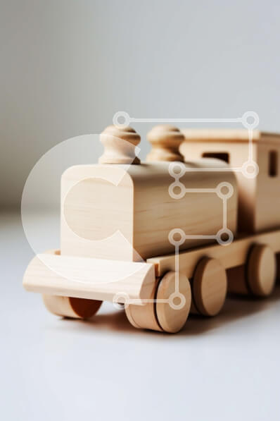 Intra Συλλεκτικό Ξύλινο Παζλ Plywood  4mm - Χαριτωμένο ξύλινο τρένο παιχνιδιών σε απλό λευκό φόντο Σε Ξύλινο Κουτί - Διαστάσεις Puzzle: 10x10 cm – 25 κομμάτια