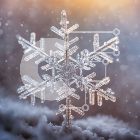 Intra Συλλεκτικό Ξύλινο Παζλ Plywood  4mm - Κομψή γυάλινη νιφάδα χιονιού στο χιονισμένο έδαφος Σε Ξύλινο Κουτί - Διαστάσεις Puzzle: 10x10 cm – 25 κομμάτια