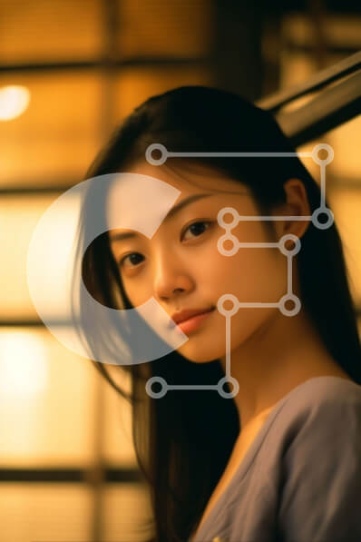 Intra Συλλεκτικό Ξύλινο Παζλ Plywood  4mm - Κομψή νεαρή Ασιάτισσα με θέα στην πόλη τη νύχτα Σε Ξύλινο Κουτί - Διαστάσεις Puzzle: 10x10 cm – 25 κομμάτια