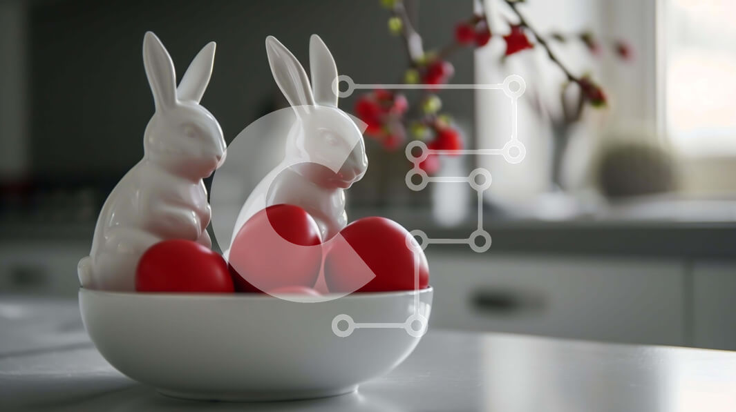 Intra Συλλεκτικό Ξύλινο Παζλ Plywood  4mm - Πασχαλινή γιορτή με λευκά κουνέλια και κόκκινα αυγά Σε Ξύλινο Κουτί - Διαστάσεις: 10x10 cm – 25 κομμάτια