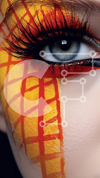 Intra Συλλεκτικό Ξύλινο Παζλ Plywood  4mm - Πολύχρωμο μακιγιάζ και ψεύτικες βλεφαρίδες για τολμηρή εμφάνιση Σε Ξύλινο Κουτί - Διαστάσεις Puzzle: 10x10 cm – 25 κομμάτια