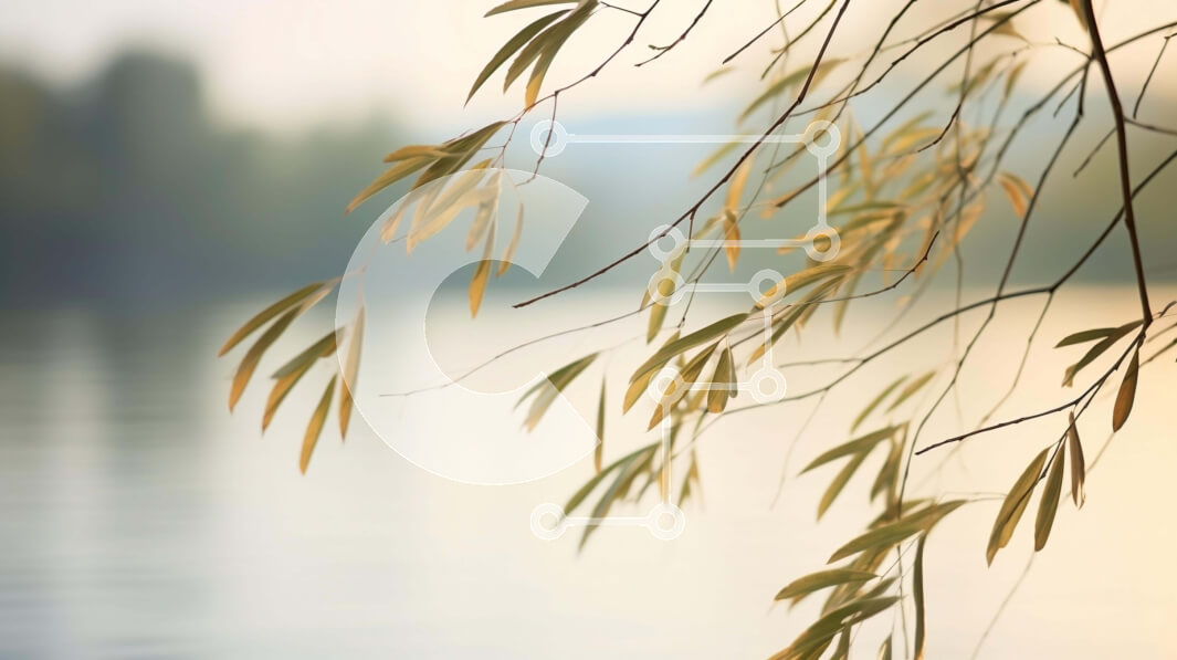 Intra Συλλεκτικό Ξύλινο Παζλ Plywood  4mm - Κλαδί δέντρου με φύλλα κοντά στο νερό Σε Ξύλινο Κουτί - Διαστάσεις: 10x10 cm – 25 κομμάτια