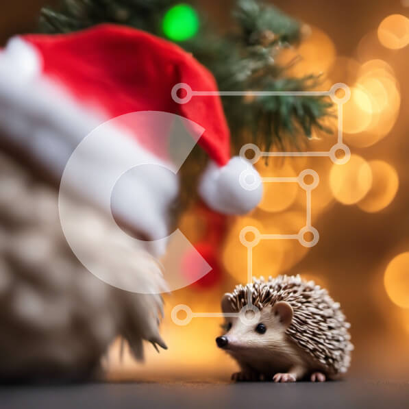 Intra Συλλεκτικό Ξύλινο Παζλ Plywood  4mm - Χαριτωμένος σκαντζόχοιρος που κάθεται μπροστά από ένα διακοσμημένο χριστουγεννιάτικο δέντρο Σε Ξύλινο Κουτί - Διαστάσεις: 10x10 cm – 25 κομμάτια