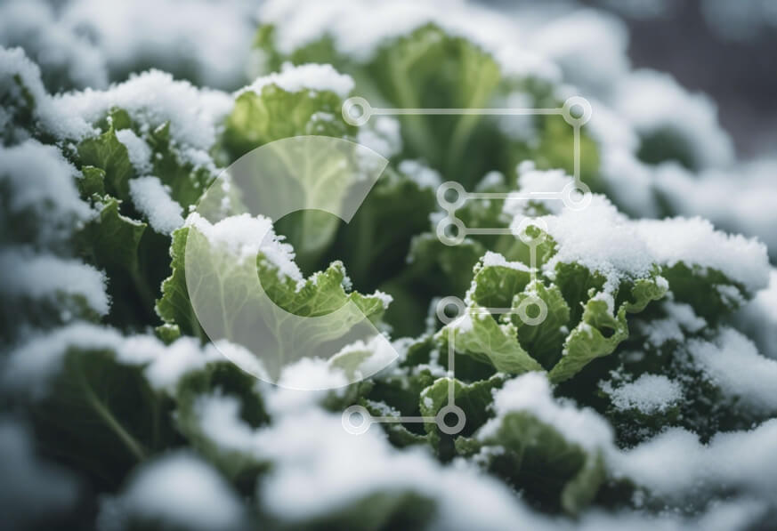 Intra Συλλεκτικό Ξύλινο Παζλ Plywood  4mm - Πράσινο φυτό καλυμμένο στο χιόνι Σε Ξύλινο Κουτί - Διαστάσεις: 10x10 cm – 25 κομμάτια