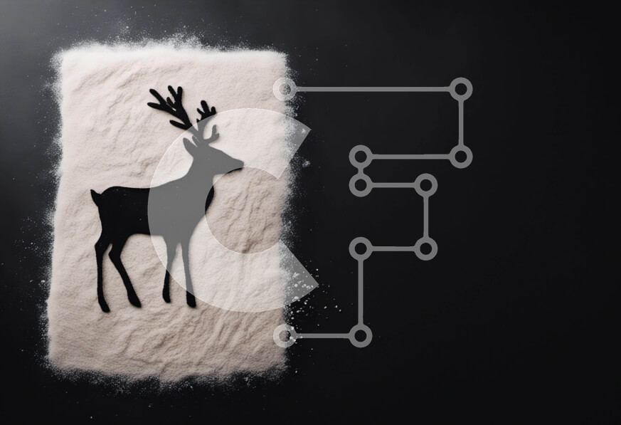 Intra Συλλεκτικό Ξύλινο Παζλ Plywood  4mm - Σιλουέτα ελαφιού σε ζάχαρη άχνη σε μαύρο φόντο Σε Ξύλινο Κουτί - Διαστάσεις: 10x10 cm – 25 κομμάτια