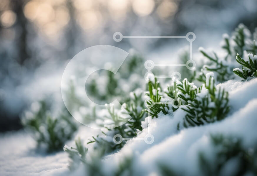 Intra Συλλεκτικό Ξύλινο Παζλ Plywood  4mm - Κοντινό πλάνο με χιονισμένα φυτά Σε Ξύλινο Κουτί - Διαστάσεις: 10x10 cm – 25 κομμάτια