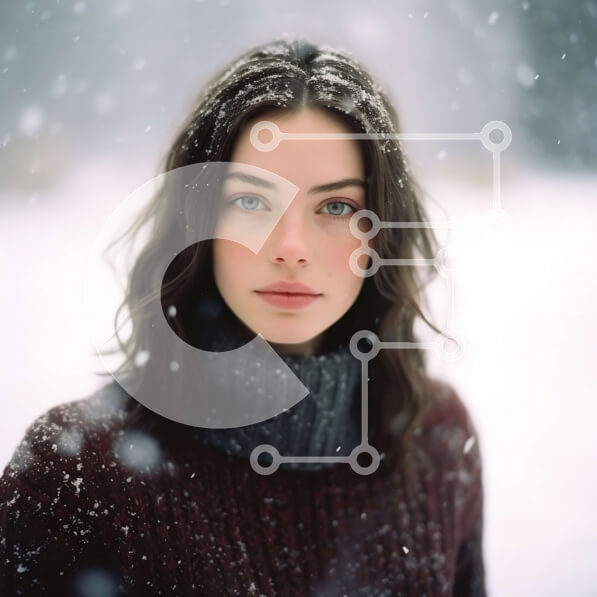 Intra Συλλεκτικό Ξύλινο Παζλ Plywood  4mm - Όμορφη εικόνα μιας νεαρής γυναίκας στο χιόνι Σε Ξύλινο Κουτί - Διαστάσεις Puzzle: 10x10 cm – 25 κομμάτια