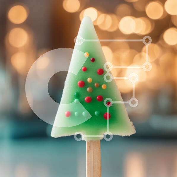 Intra Συλλεκτικό Ξύλινο Παζλ Plywood  4mm - Χριστουγεννιάτικο δέντρο γλειφιτζούρι με κόκκινα και πράσινα πασπαλίσματα Σε Ξύλινο Κουτί - Διαστάσεις: 10x10 cm – 25 κομμάτια