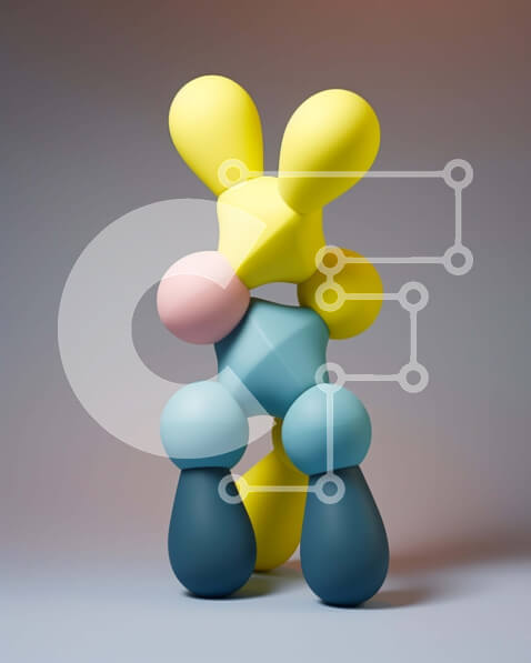 Intra Συλλεκτικό Ξύλινο Παζλ Plywood  4mm - Πολύχρωμο αφηρημένο γλυπτό σε σχήμα κουνελιού Σε Ξύλινο Κουτί - Διαστάσεις: 10x10 cm – 25 κομμάτια