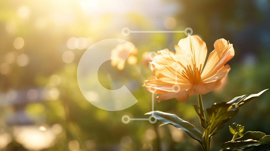 Intra Συλλεκτικό Ξύλινο Παζλ Plywood  4mm - Πορτοκαλί λουλούδι στο πράσινο πεδίο με το φως του ήλιου Σε Ξύλινο Κουτί - Διαστάσεις: 10x10 cm – 25 κομμάτια