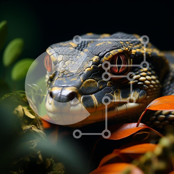 Intra Συλλεκτικό Ξύλινο Παζλ Plywood  4mm - Εκπληκτική φωτογραφία από κοντά ενός φιδιού με κίτρινα και μαύρα σχέδια Σε Ξύλινο Κουτί - Διαστάσεις: 10x10 cm – 25 κομμάτια