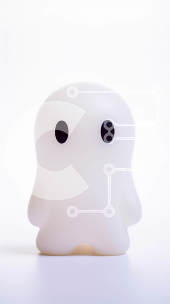 Intra Συλλεκτικό Ξύλινο Παζλ Plywood  4mm - Λευκό φως σε σχήμα φαντάσματος σε λευκό φόντο Σε Ξύλινο Κουτί - Διαστάσεις: 10x10 cm – 25 κομμάτια