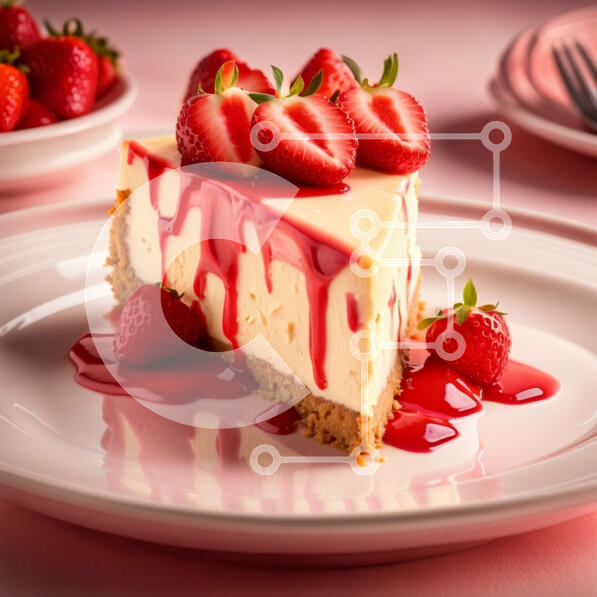 Σετ των 2 Intra Συλλεκτικό Ξύλινο Παζλ Plywood  4mm - Λαχταριστή φέτα τσιζκέικ με φρέσκες φράουλες και λίγο σάλτσα σοκολάτας Σε Ξύλινο Κουτί - Διαστάσεις: 10x10 cm – 25 κομμάτια