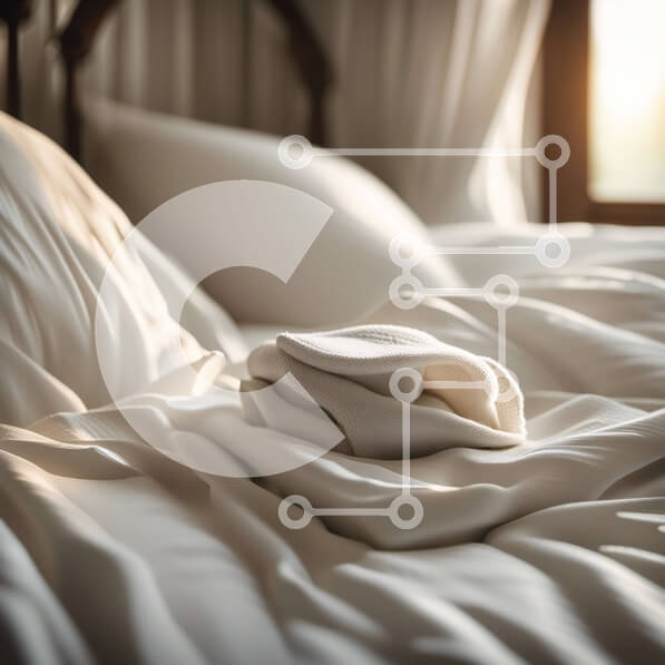 Intra Συλλεκτικό Ξύλινο Παζλ Plywood  4mm - Άνετη και γαλήνια κοντινή πλάνο ενός κρεβατιού με λευκά σεντόνια και μαξιλάρι Σε Ξύλινο Κουτί - Διαστάσεις Puzzle: 10x10 cm – 25 κομμάτια