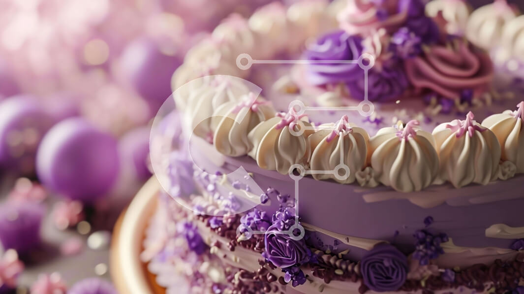 Intra Συλλεκτικό Ξύλινο Παζλ Plywood  4mm - Εορταστική τούρτα με μωβ παγετό και λουλούδια Σε Ξύλινο Κουτί - Διαστάσεις: 10x10 cm – 25 κομμάτια