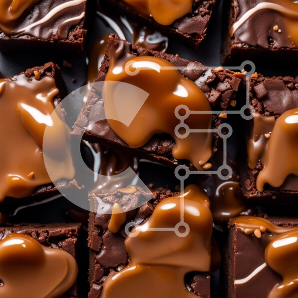 Σετ των 2 Intra Συλλεκτικό Ξύλινο Παζλ Plywood  4mm - Λαχταριστή εικόνα από φρεσκοψημένα μπράουνις σοκολάτας με σάλτσα καραμέλας Σε Ξύλινο Κουτί - Διαστάσεις: 10x10 cm – 25 κομμάτια