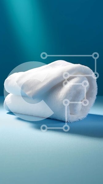 Intra Συλλεκτικό Ξύλινο Παζλ Plywood  4mm - Καθαρή και τραγανή λευκή πετσέτα σε μπλε επιφάνεια Σε Ξύλινο Κουτί - Διαστάσεις Puzzle: 10x10 cm – 25 κομμάτια