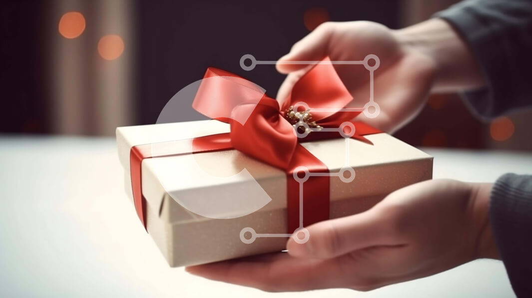 Intra Συλλεκτικό Ξύλινο Παζλ Plywood  4mm - Πρόσωπο που παρουσιάζει ένα κουτί δώρου με μια κόκκινη κορδέλα Σε Ξύλινο Κουτί - Διαστάσεις Puzzle: 10x10 cm – 25 κομμάτια